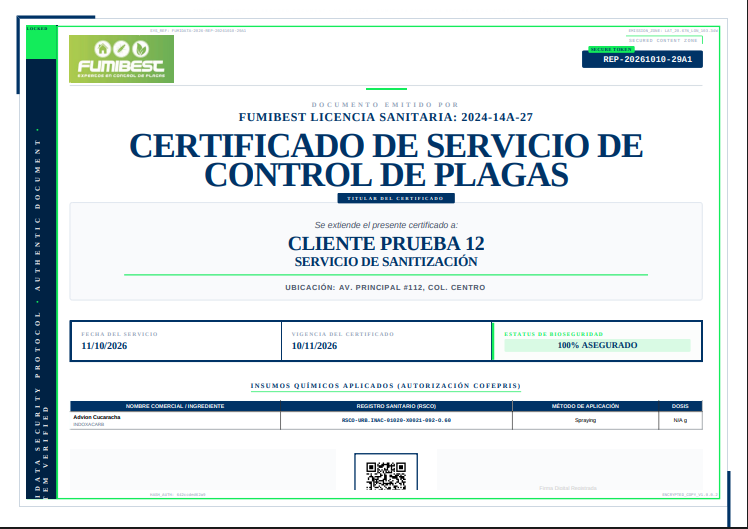 Certificado de Servicio Oficial